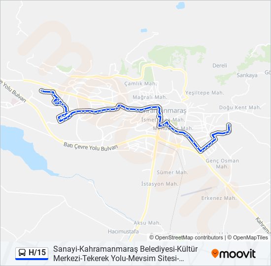 H/15 otobüs Hattı Haritası