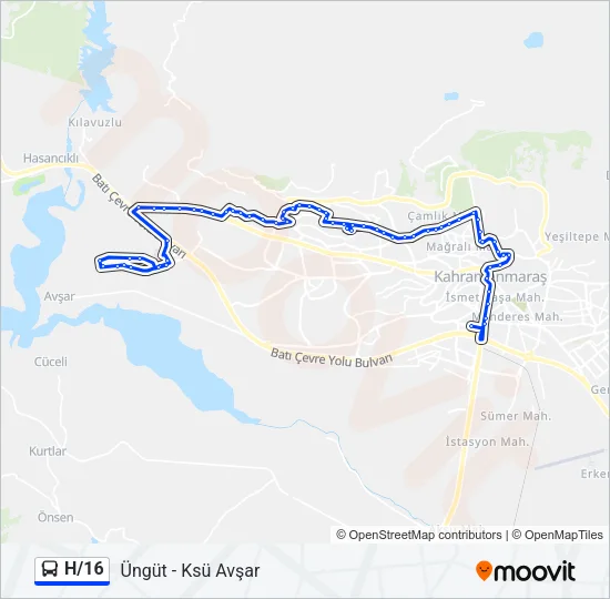 H/16 Bus Line Map