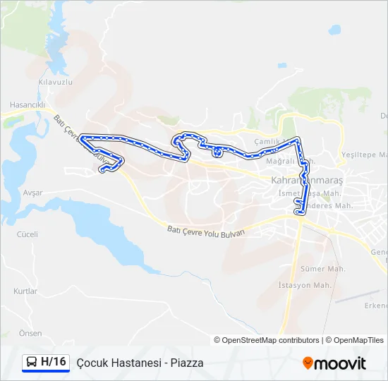 H/16 Bus Line Map
