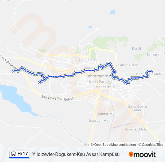 H/17 otobüs Hattı Haritası