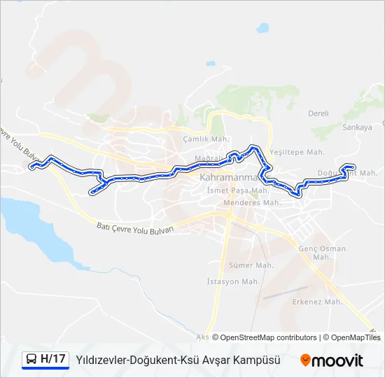 H/17 Bus Line Map