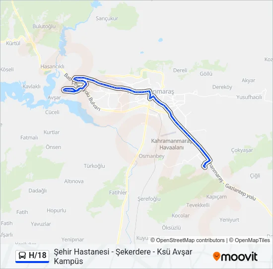 H/18 Bus Line Map