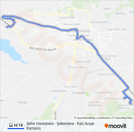 H/18 Bus Line Map