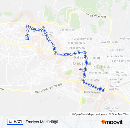 H/21 Bus Line Map