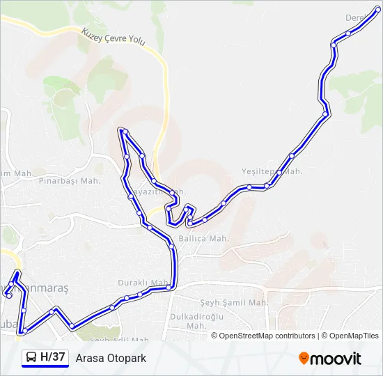 H/37 Bus Line Map
