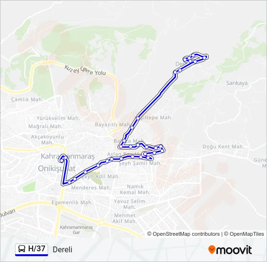 H/37 Bus Line Map