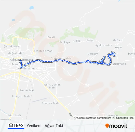 H/45 Bus Line Map