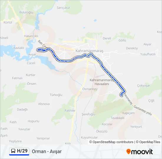 H/29 Bus Line Map