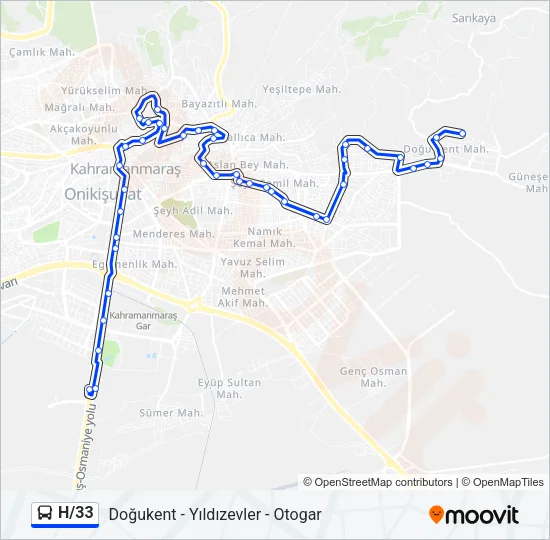 H/33 Bus Line Map