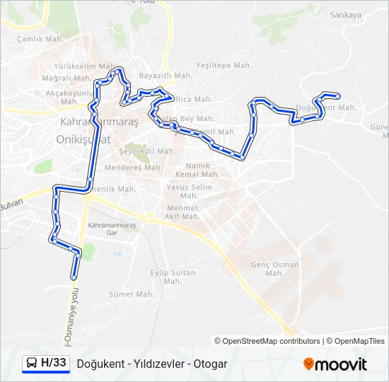 H/33 Bus Line Map