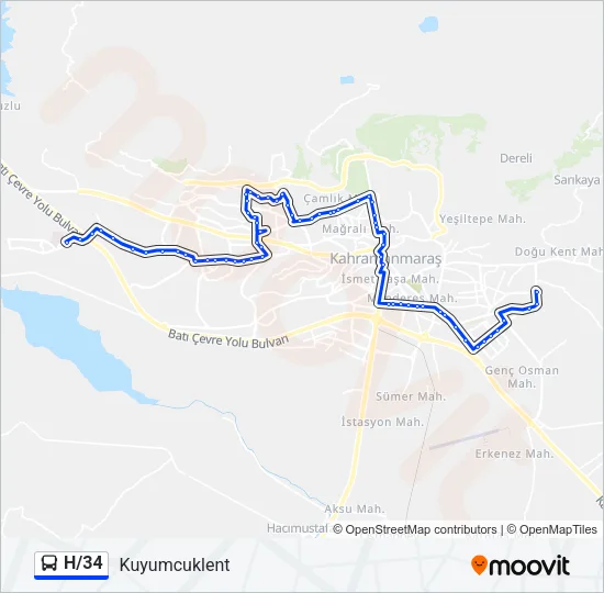 H/34 Bus Line Map