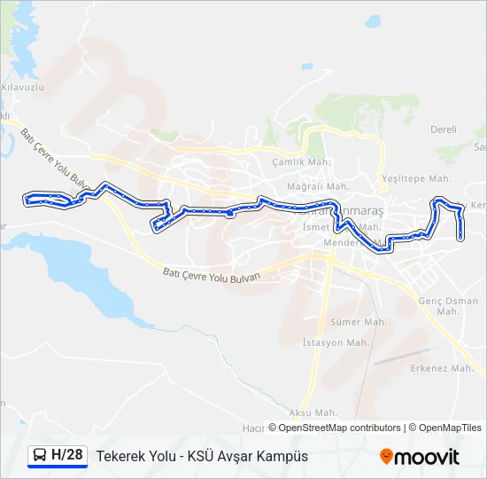 H/28 Bus Line Map