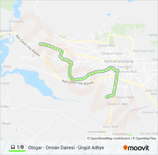 1/B Bus Line Map