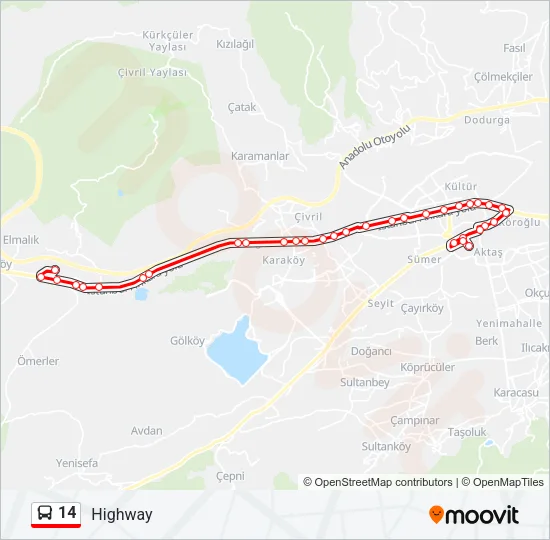 14 Bus Line Map