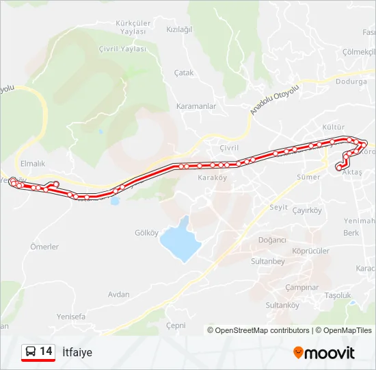 14 Bus Line Map