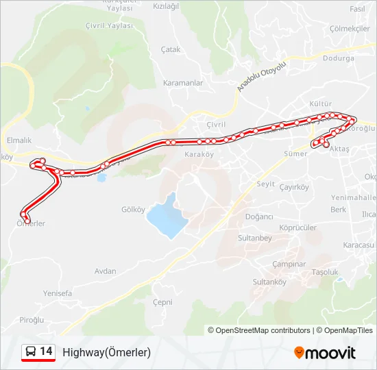 14 Bus Line Map