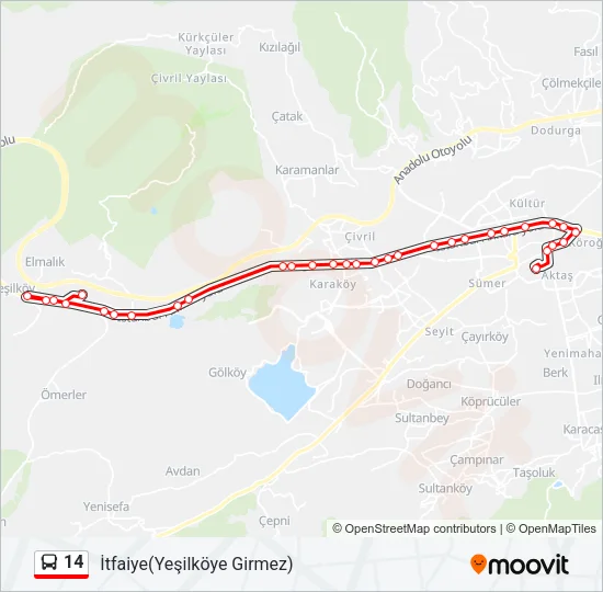 14 Bus Line Map
