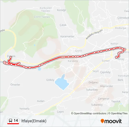 14 Bus Line Map