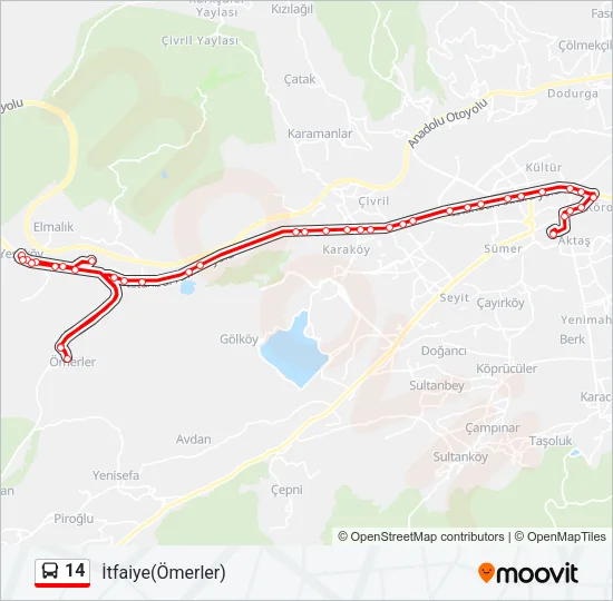 14 Bus Line Map