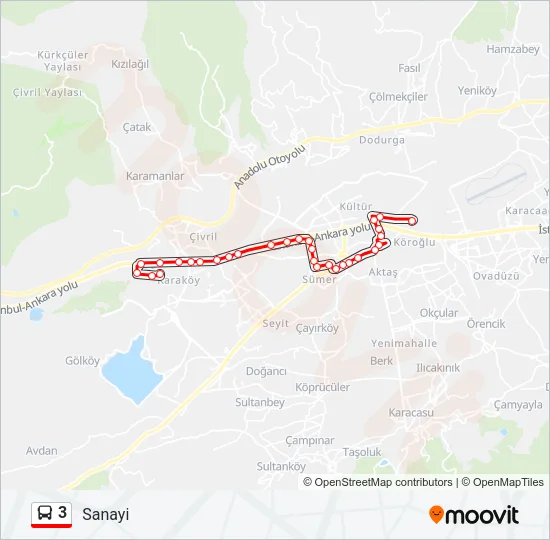 3 Bus Line Map