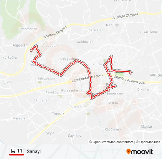 11 Bus Line Map