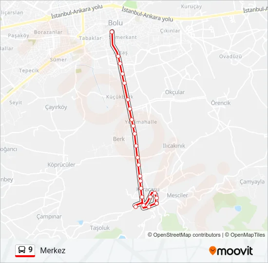 9 Bus Line Map