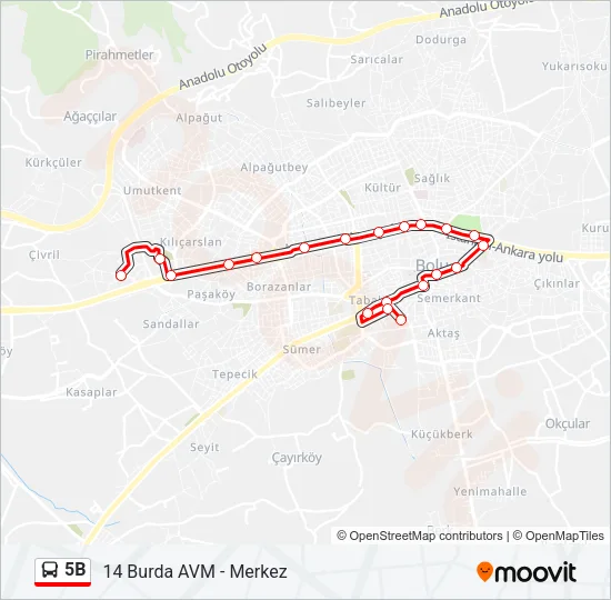 5B Bus Line Map