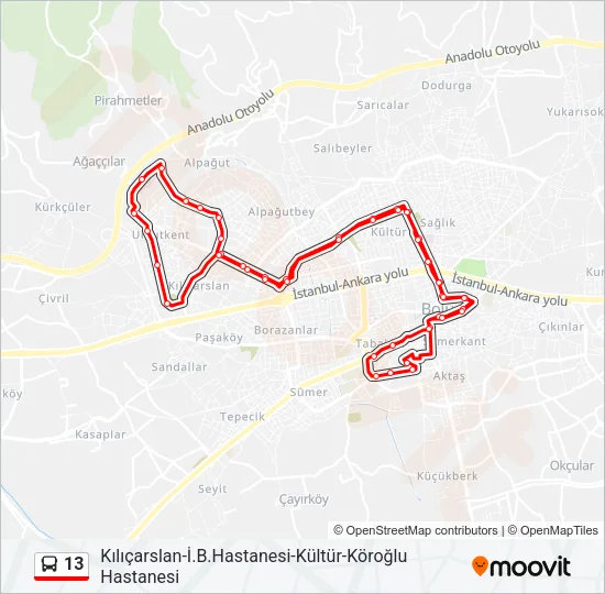 13 Bus Line Map