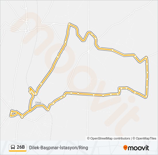 26B otobüs Hattı Haritası