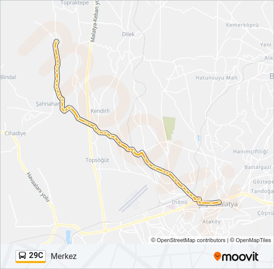 29C otobüs Hattı Haritası