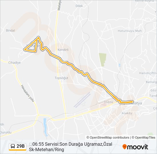 29B otobüs Hattı Haritası