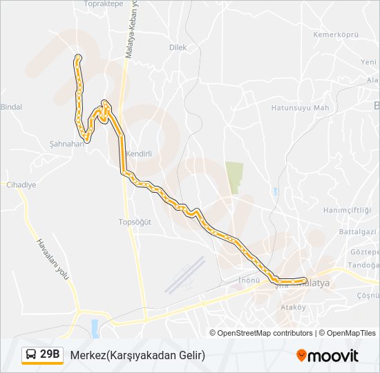 29B otobüs Hattı Haritası