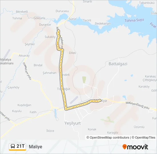 21T Bus Line Map