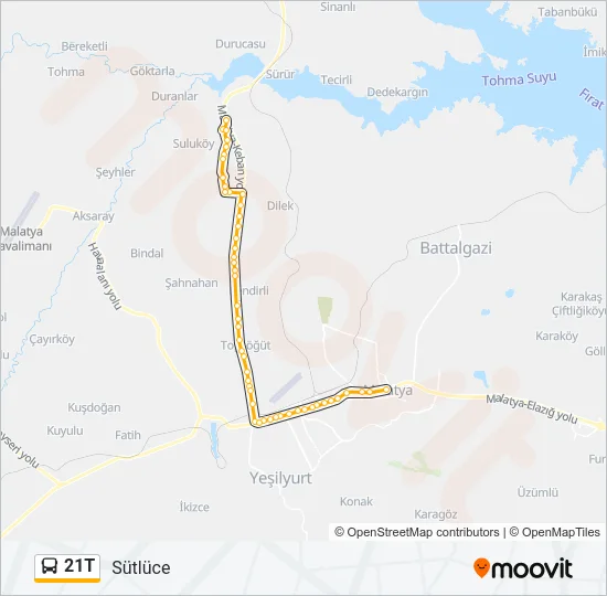 21T Bus Line Map