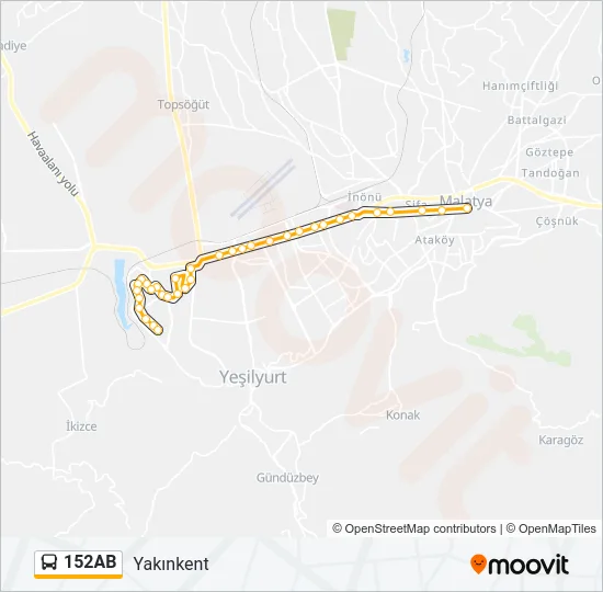 152AB Bus Line Map