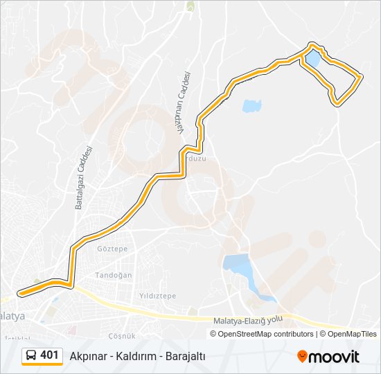 401 otobüs Hattı Haritası