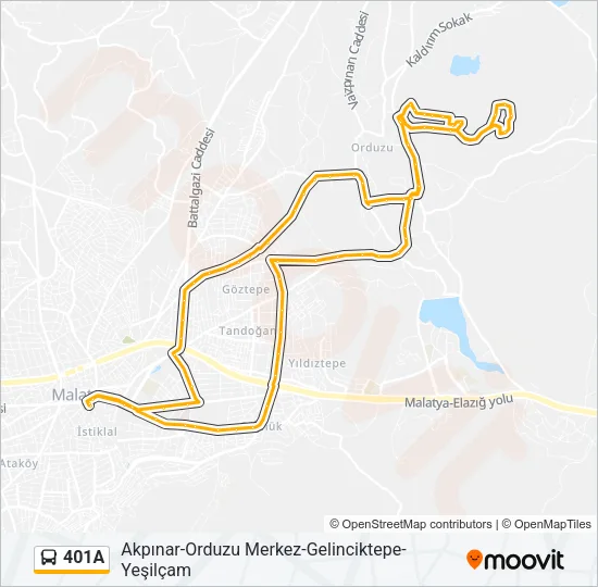 401A Bus Line Map