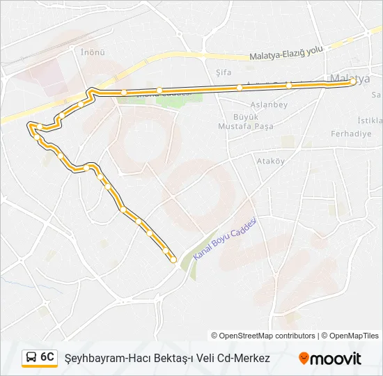 6C otobüs Hattı Haritası