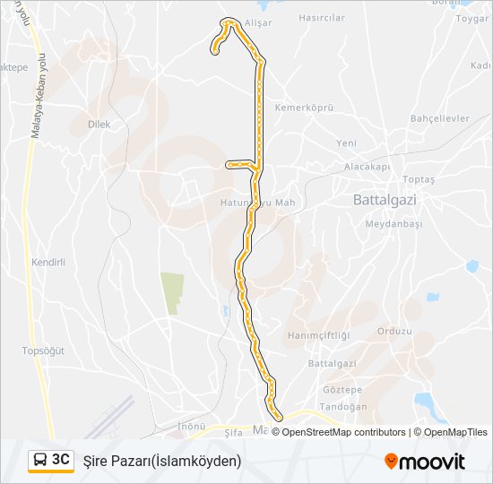 3C otobüs Hattı Haritası