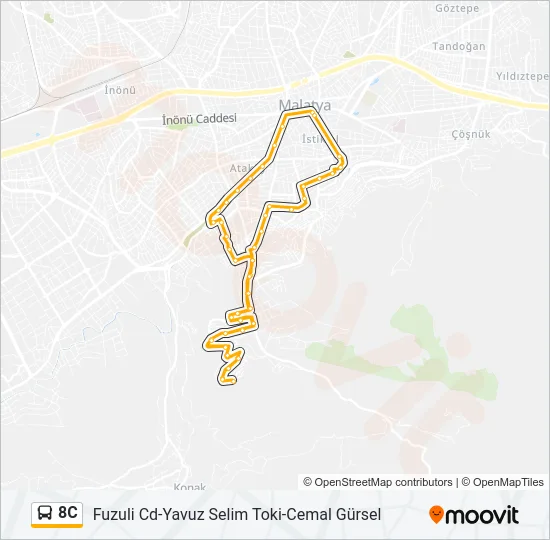 8C Bus Line Map