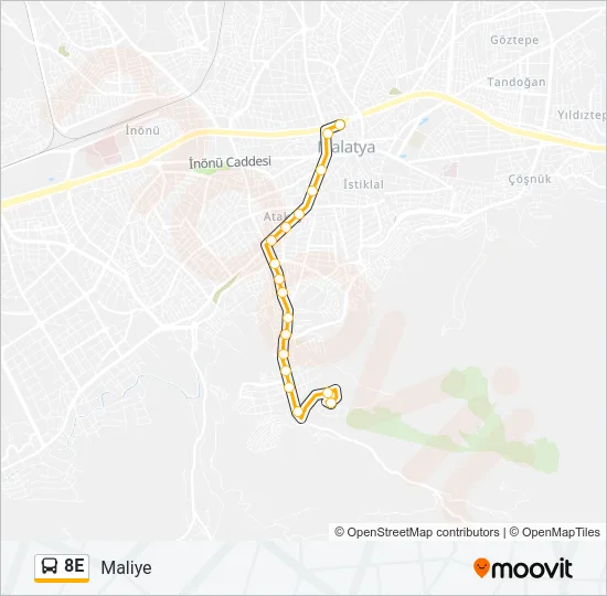 8E Bus Line Map
