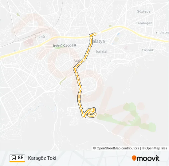 8E Bus Line Map