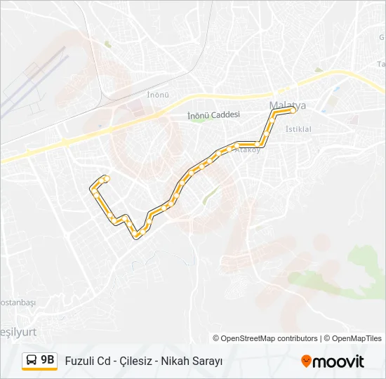 9B Bus Line Map