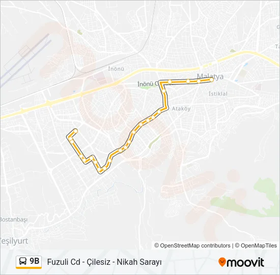 9B Bus Line Map