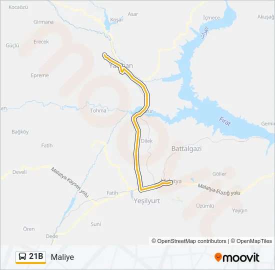 21B Bus Line Map