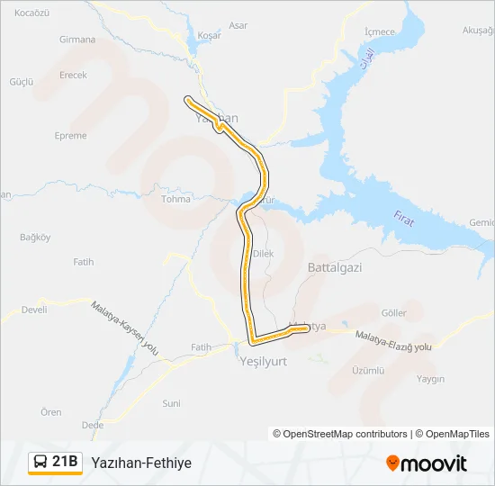 21B Bus Line Map