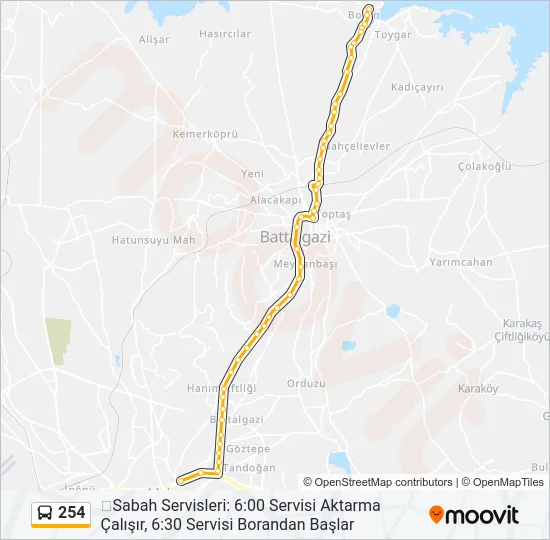 254 Bus Line Map