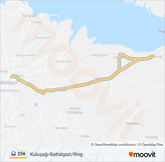 256 otobüs Hattı Haritası