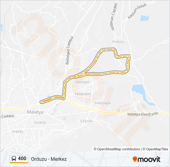 400 otobüs Hattı Haritası