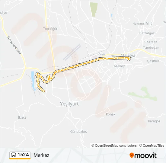 152A Bus Line Map